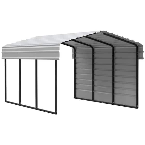 Arrow 10 ft. W x 15 ft. D x 7 ft. H Eggshell Galvanized Steel Carport with 1-Side Wall Kit