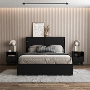 Victoria 4-Piece Black Wood Queen Bedroom Set