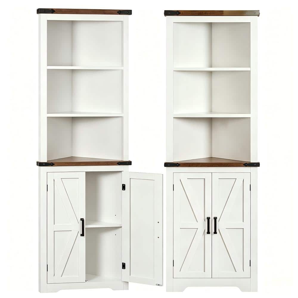 21.2 in. W x 70 in. H White Freestanding Corner Medicine Cabinet without Mirror with 5 Shelves and 2 Barn Doors price history on PriceWatchPro