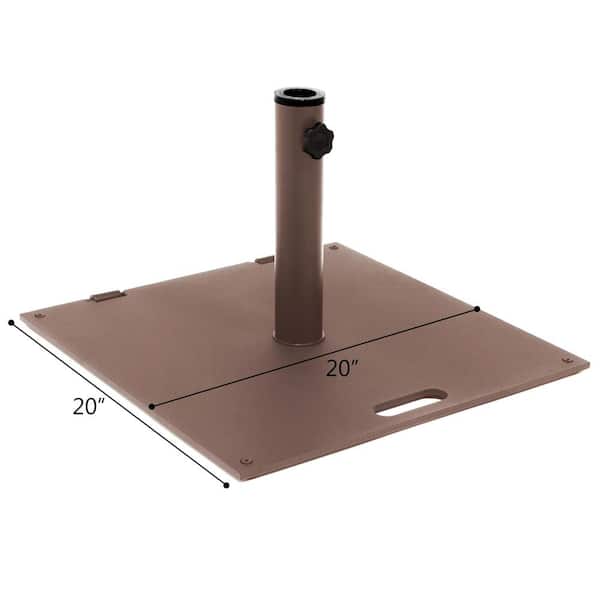 36 lbs. Steel Metal 20 in. Patio Umbrella Base with Wheels and Carry Handle in Brown