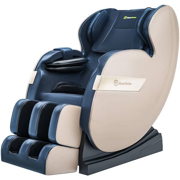 REAL RELAX Favor-03 plus Khaki color Full Body Zero Gravity Shiatsu Recliner with Bluetooth and Led Massage Chair
