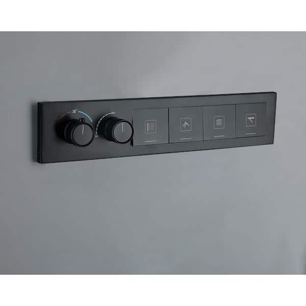 4-Spray 2-Handled Square Shower Head Ceiling Mount Fixed and Handheld Shower 1. 59 GPM in Matte Black