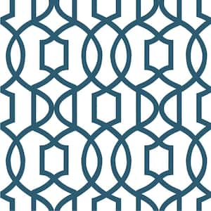 Navy Grand Trellis Blues Wallpaper Sample