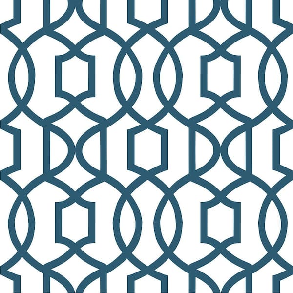 NuWallpaper Navy Grand Trellis Blues Wallpaper Sample