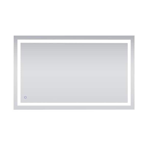 Unbranded Timeless Home 60 in. W x 36 in. H Rectangle Frameless Silver LED Mirror