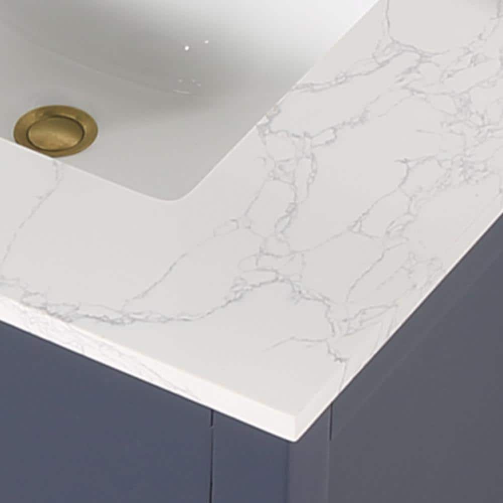 Gavino 30" Royal Blue Wood Vanity with Composite Stone Top