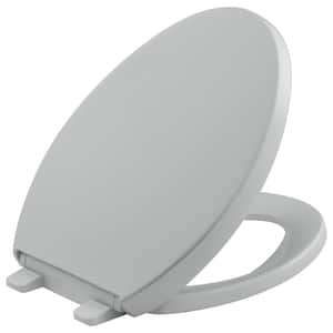 Reveal Quiet-Close Elongated Closed Front Toilet Seat with Grip-Tight Bumpers in Ice Grey