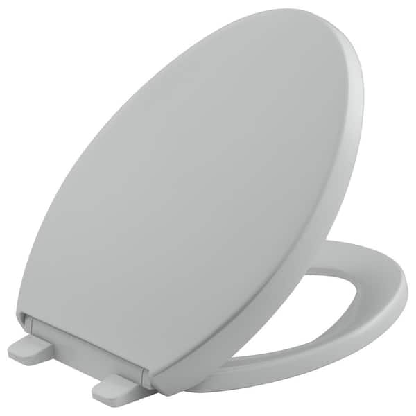 Reveal Elongated Quiet-Close Toilet Seat with Grip-Tight Bumpers in Ice Grey