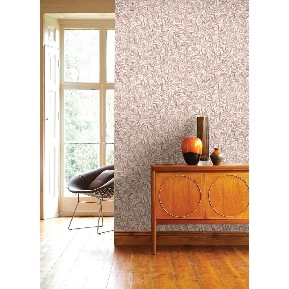Zulma Pink 3D Botanical Non-Woven Wallpaper, 396"x20.5"