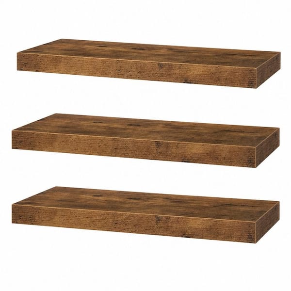 15.7 in. W x 6.7 in. D x 1.5 in. H Engineered Wood Rectangular Floating Shelf in Laminated Farmhouse Style (3-Shelves)