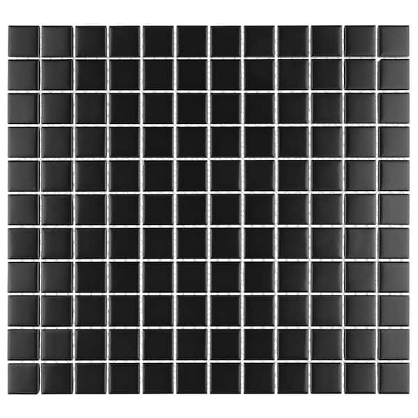 Metro 1 in. Square Matte Black 5 in. x 6 in. Porcelain Mosaic Take Home Tile Sample