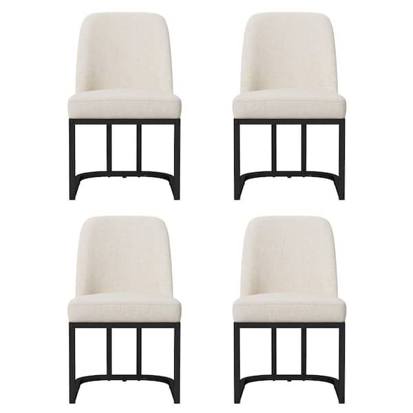 OrangeOne Modern Linen Fabric Curved Backrest Dining Chair Black