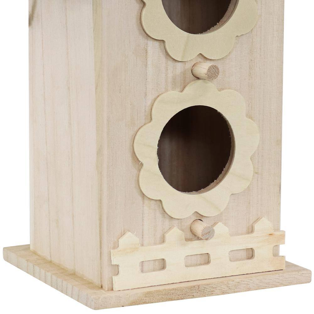 Whimsical Natural Wooden Hanging Bungalow Birdhouse