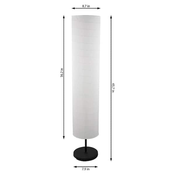 Black Steel Indoor Floor Lamp, Paper Column Floor Lamp