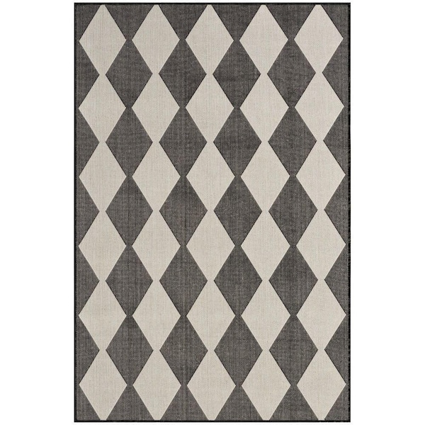 Nourison Positano Black 4 ft. x 6 ft. Diamond Contemporary Area Rug