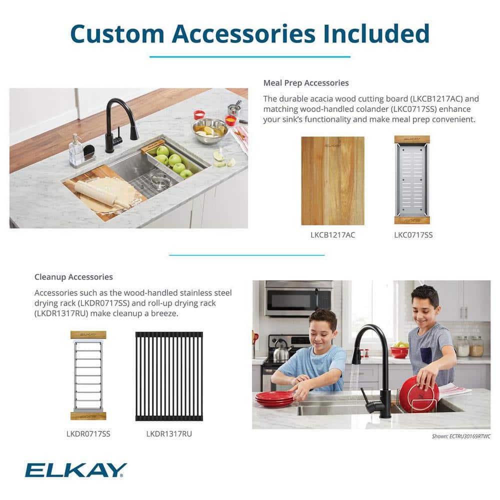 Elkay Crosstown 25.5" Stainless Steel Undermount Kitchen Sink Kit