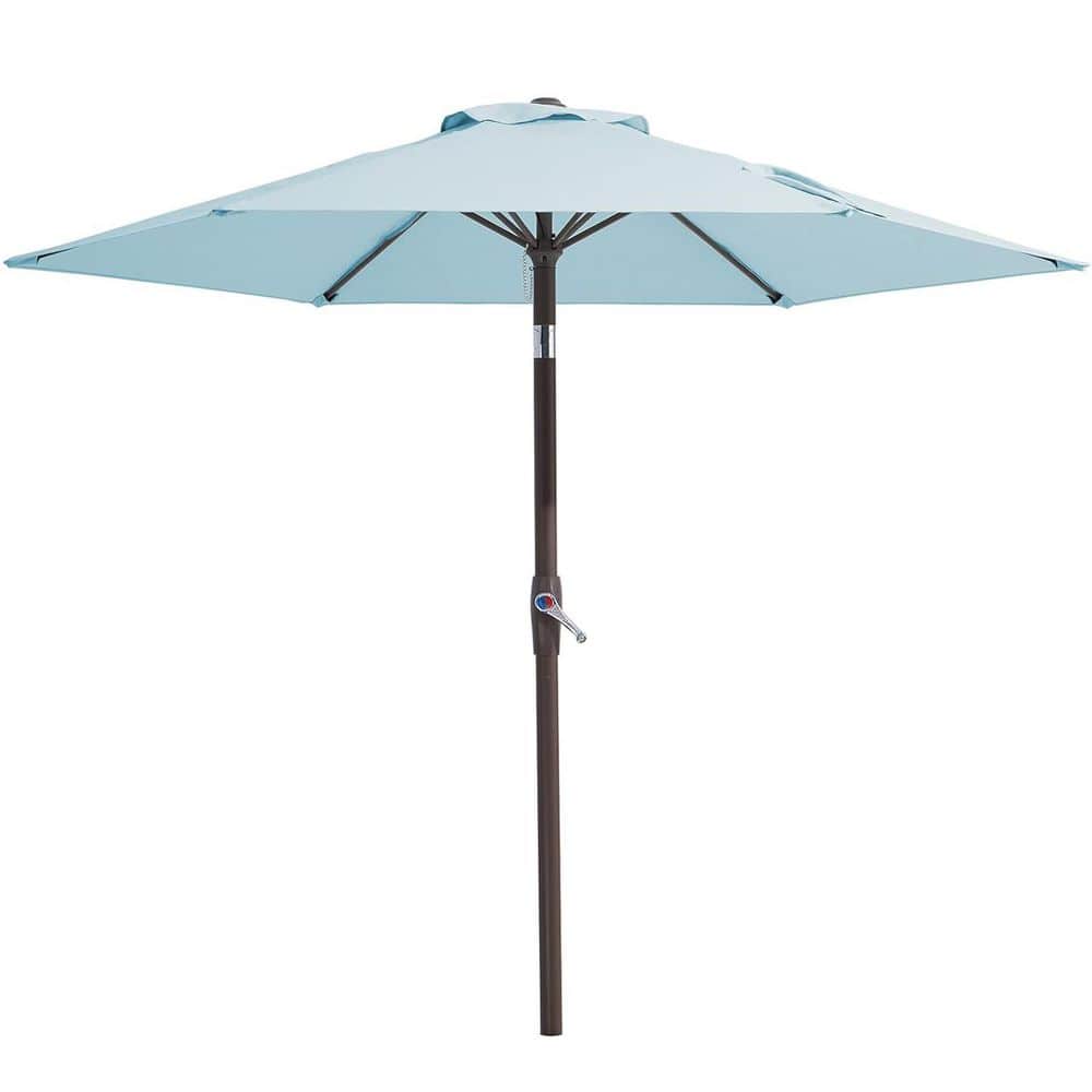 7.5 ft. Iron Market Tilt Patio Umbrella in Light Blue with Push Button Tilt