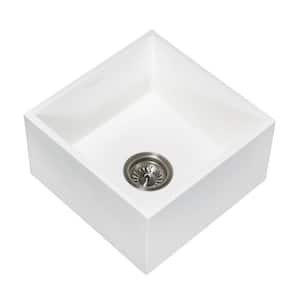 White Solid Surface 15 in. Undermount Bar Sink