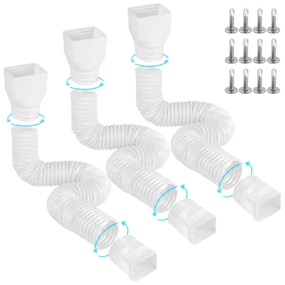 3 Pack Flexible Gutter Downspout Extensions with Adapters, 21 in. to 67 in. Downspout Extender, White price history on PriceWatchPro