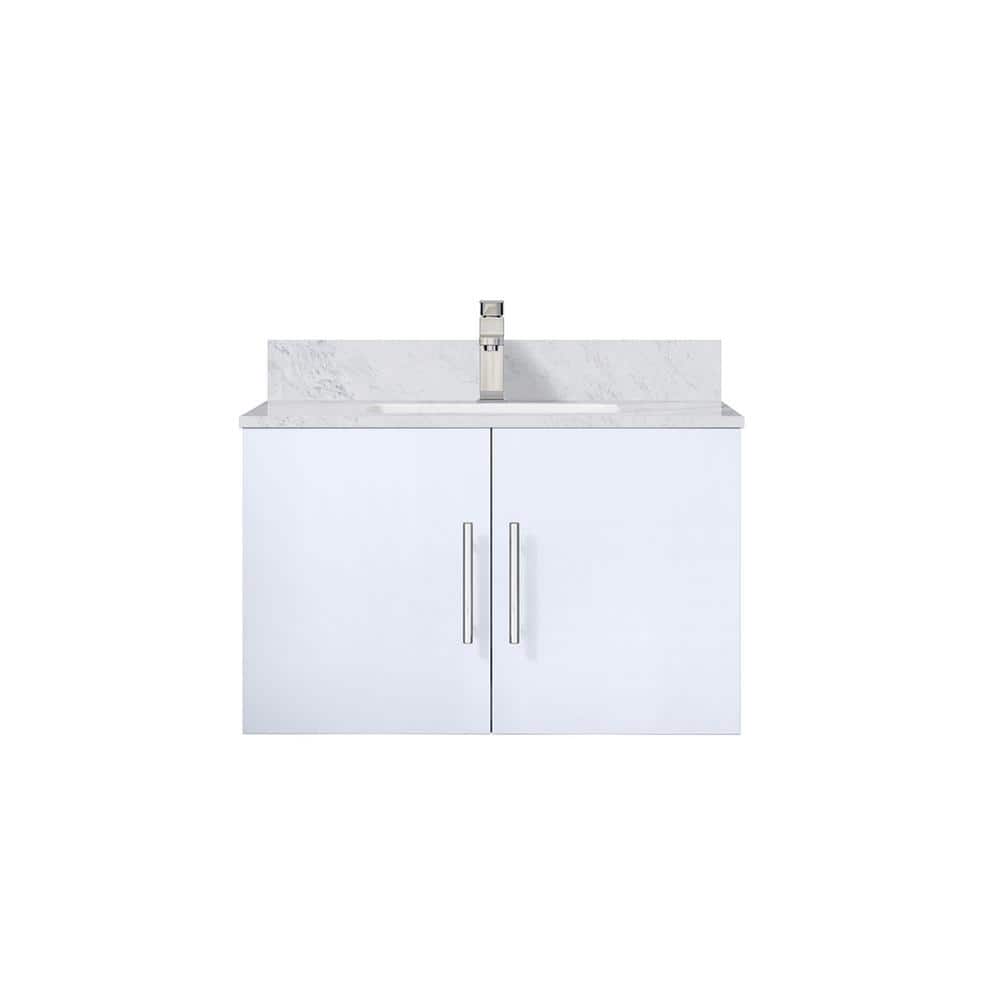 Geneva 30 in. W x 22 in. D Glossy White Bath Vanity with Carrara Marble Top, and Faucet Set price history on PriceWatchPro