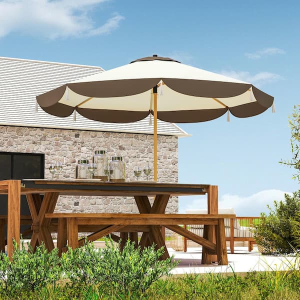 costway 15 ft patio umbrella outdoor umbrella with crank and Costway 450cm Double-Sided Patio Umbrella with Base and Hand-Crank System-Beige