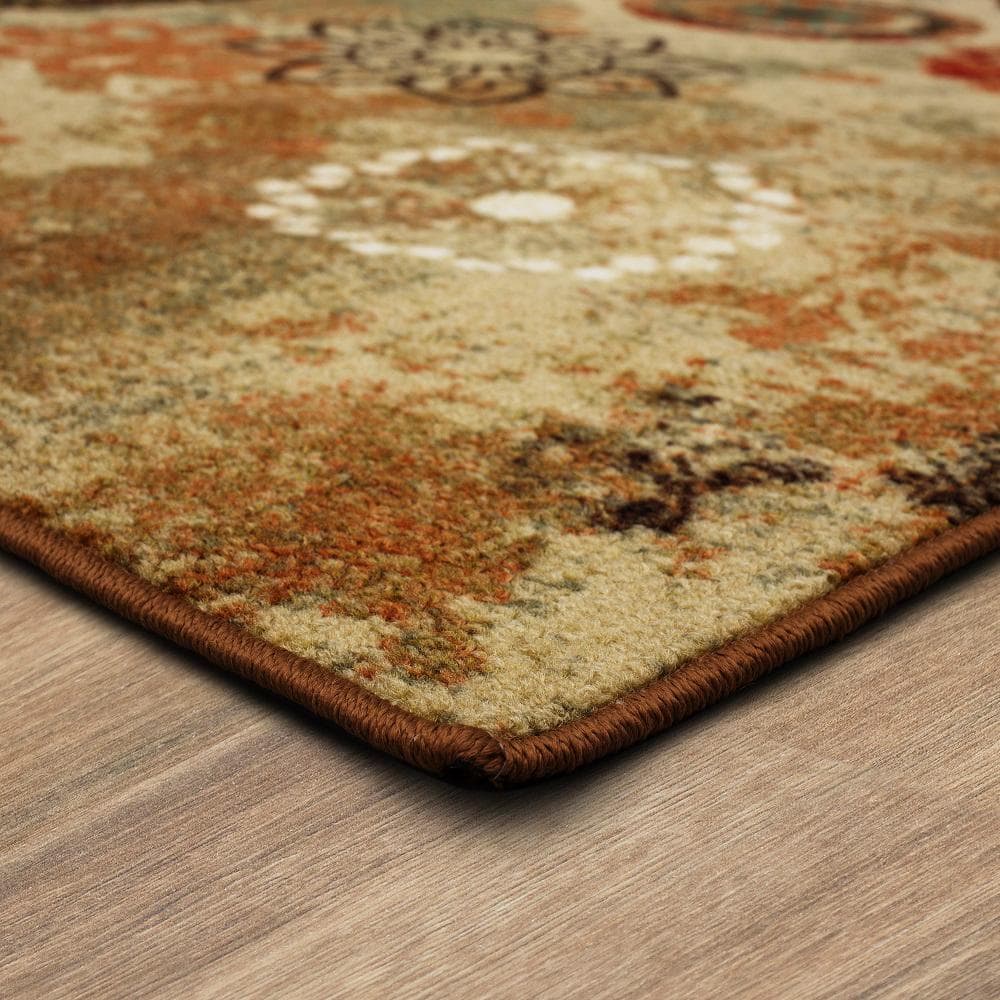 Alexa Multicolor Tufted Synthetic Medallion Area Rug 5' x 8'