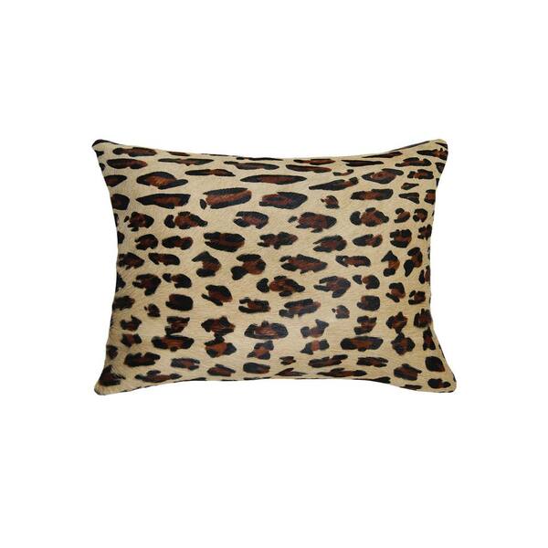 natural Torino Togo Cowhide Leopard Print 12 in. x 20 in. Throw Pillow