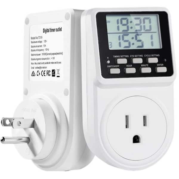 24-Hour Programmable Timer Plug with Countdown Delay for Electrical Outlet, 1-Pack