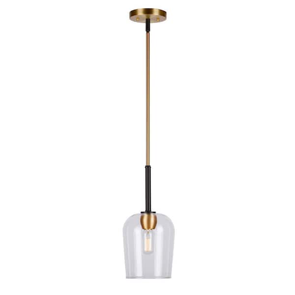 Palmer 1-Light Black and Soft Gold Mini Pendant with Clear Glass