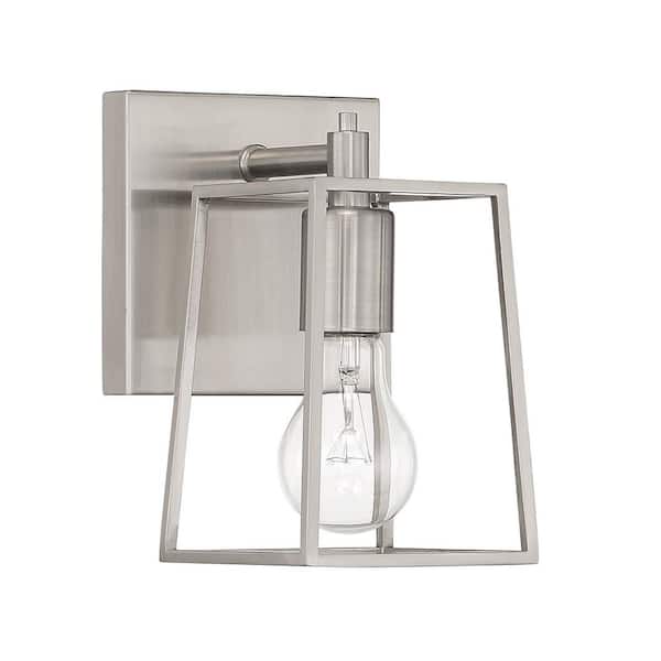 CRAFTMADE Dunn 7.88 in. 1 Light Brushed Polished Nickel Finish Wall Sconce with Brushed Polished Nickel Steel Frame