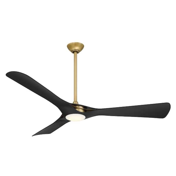 Bridge 60 in. Smart Indoor Legacy Brass and Black Low Profile Ceiling Fan with Integrated LED, Remote Control Included