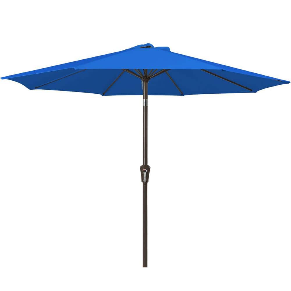 Air Vented 9 ft. Alloy Steel Market Solar Tilt Half Patio Umbrella in Royal
