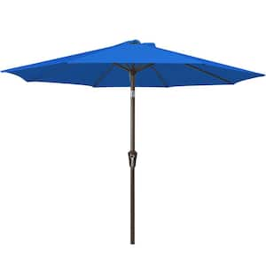 Air Vented 9 ft. Alloy Steel Market Solar Tilt Half Patio Umbrella in Royal Blue