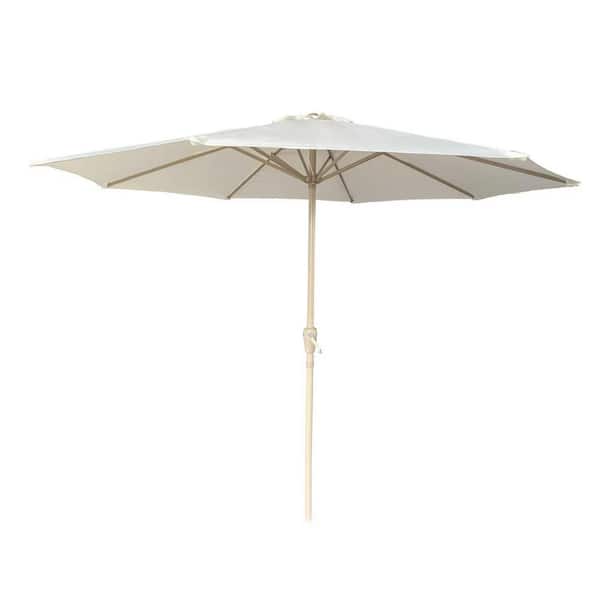 9 ft. Aluminum Market Patio Umbrella with UV 50+ Protection, Push Tilt and Crank, 8 Ribs and Wind Vent in Beige