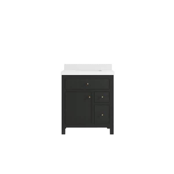 Willow Collections Sonoma 30 in. W x 22 in. D x 36 in. H Single Sink Bath Vanity in Black Top with 2 in. White Qt. Top