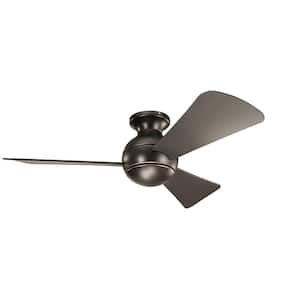 Sola 44 in. Indoor/Outdoor Olde Bronze Low Profile Ceiling Fan with Integrated LED with Wall Control Included