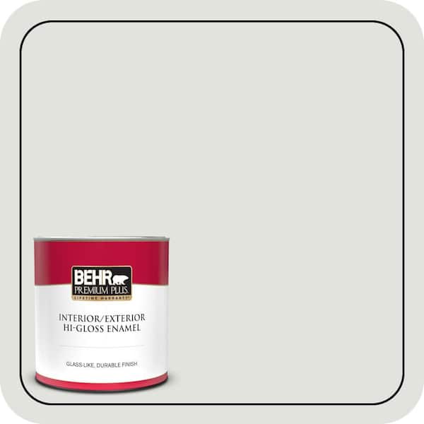 BEHR PREMIUM PLUS 1 qt. #BL-W13 Silver Polish Hi-Gloss Enamel Interior/Exterior Paint & Primer