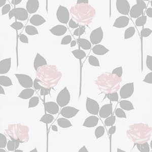 Lundgren Off-White Rose Paper Strippable Wallpaper (Covers 56.4 sq. ft.)