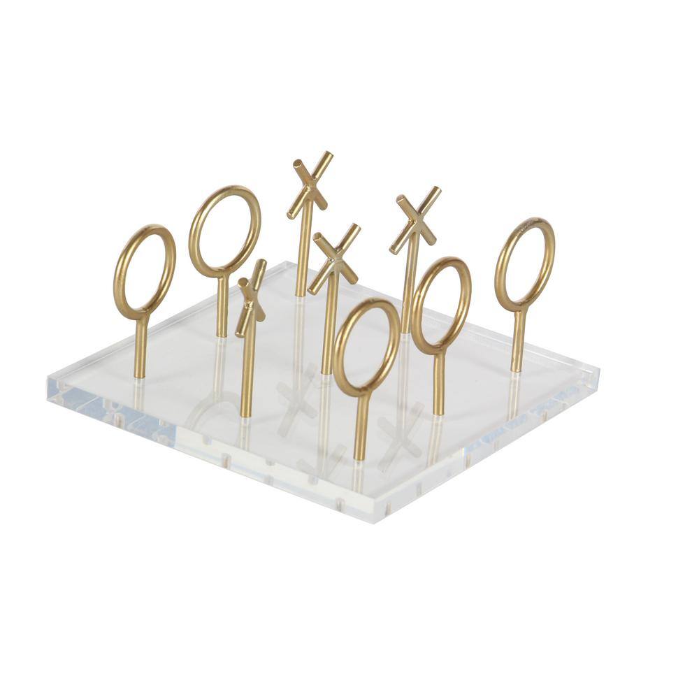 Gold and Clear Acrylic Tic Tac Toe Game Set