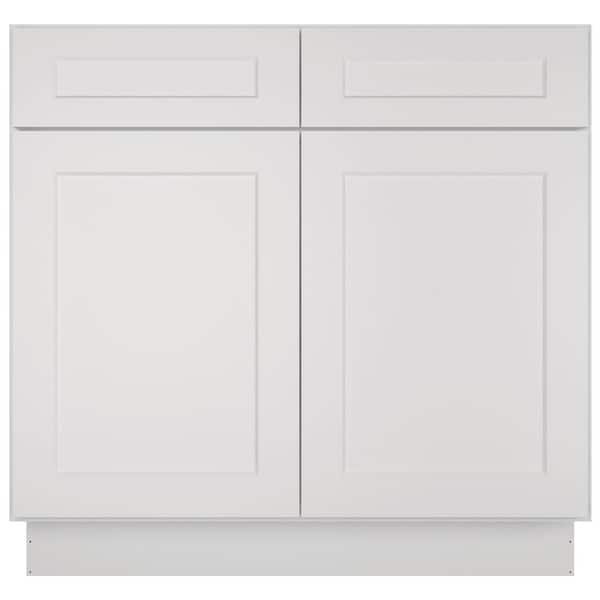 HOMEIBRO Newport Sink Base Dove 2 False Drawers - Shaker Style Stock Sink Base 2-Door 36 in. W x 24 in. D x 34.5 in. H