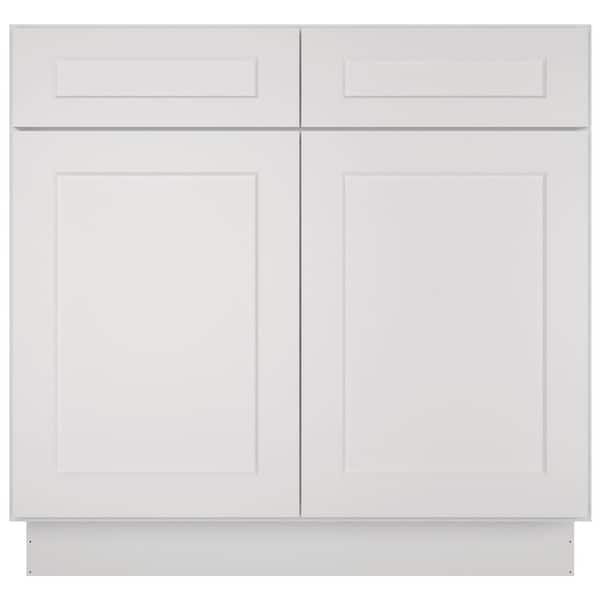 Newport Sink Base Dove 2 False Drawers - Shaker Style Stock Sink Base 2-Door 36 in. W x 24 in. D x 34.5 in. H