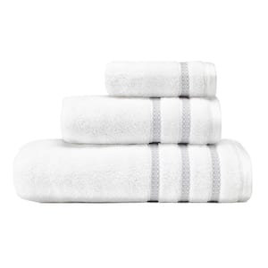 Textured Trellis Grey Cotton 3-Piece Towel Set