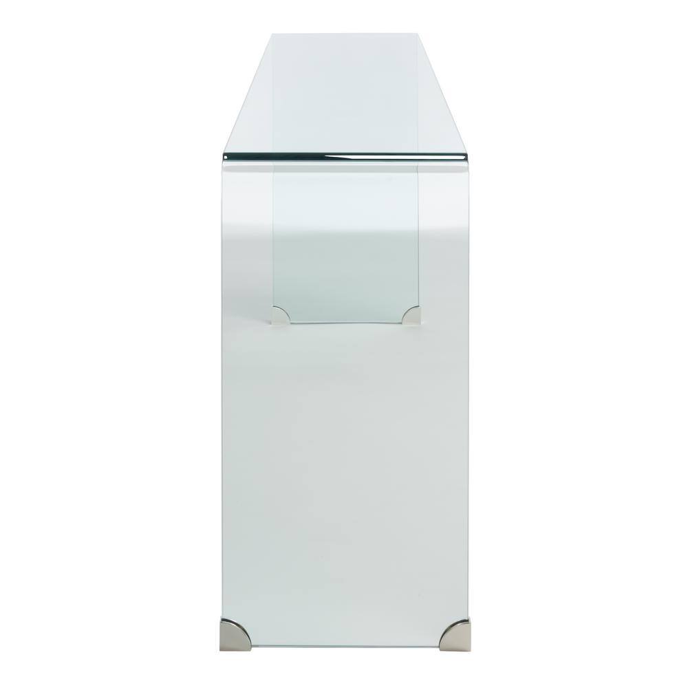Huck Clear Tempered Glass Console Table with Rounded Corners
