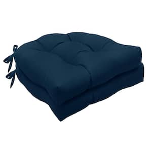 Tufted Chair Pad Navy Polyester Smooth 15 in. W x 15 in. L Indoor Cushion (2-Chair Pad Cushions)