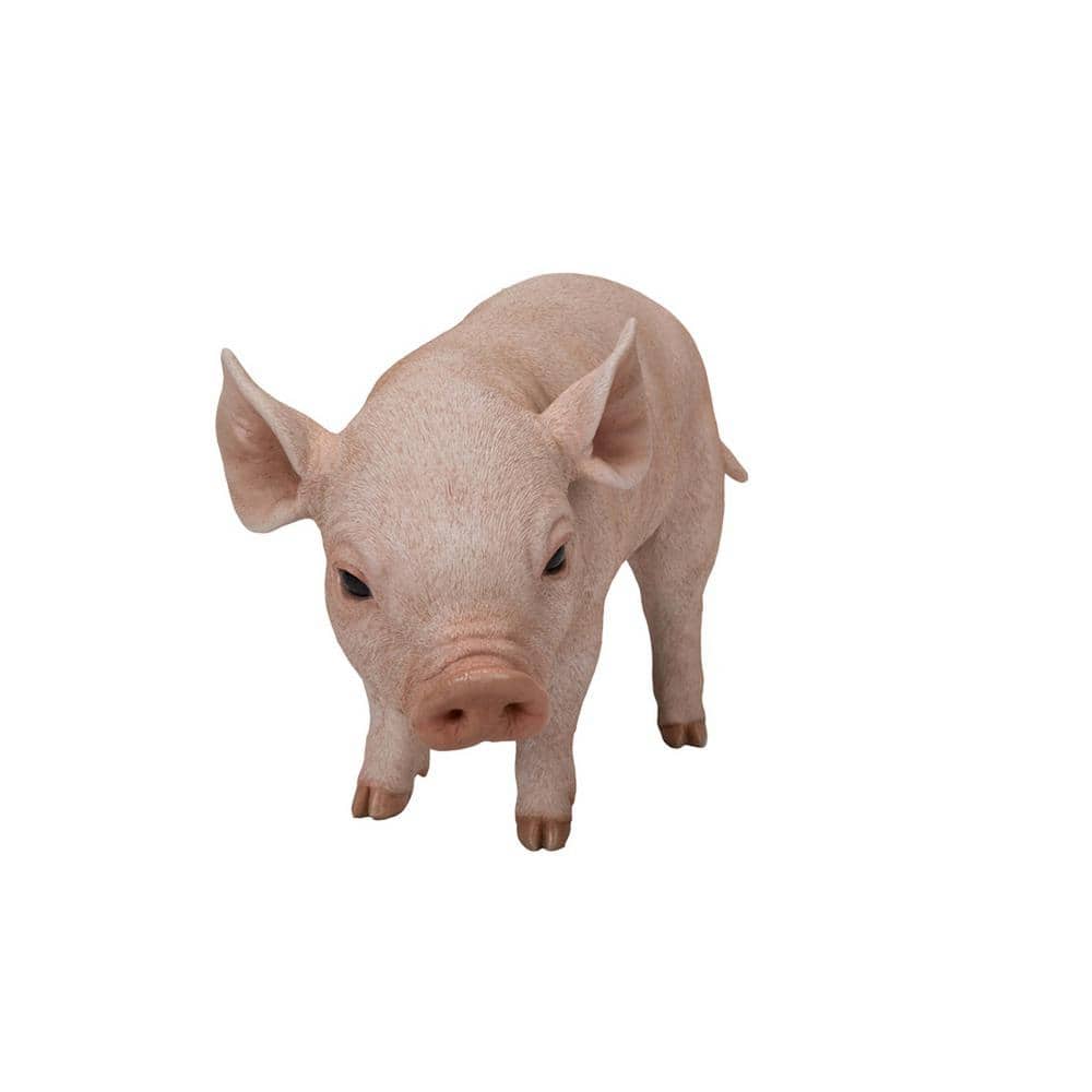 Life-Like Pink Polyresin Standing Baby Pig Statue