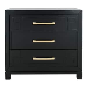 Raina 3-Drawer Black/Gold Chest