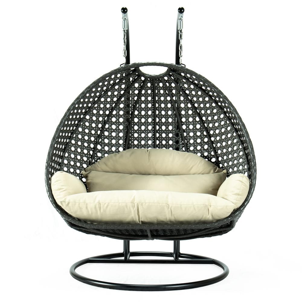 Reviews for Leisuremod Charcoal Wicker Hanging 2-Person Egg Swing Chair ...