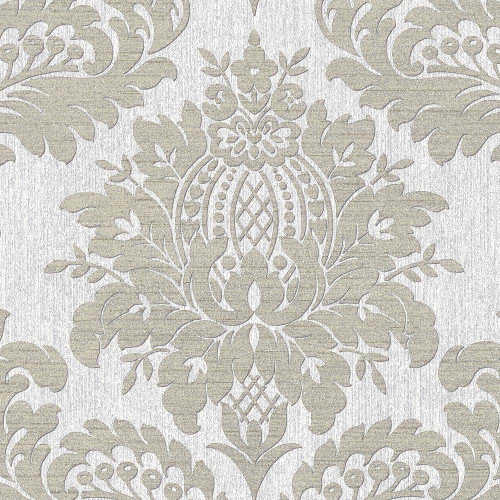 Luxurious Grey Damask Removable Vinyl Wallpaper Roll