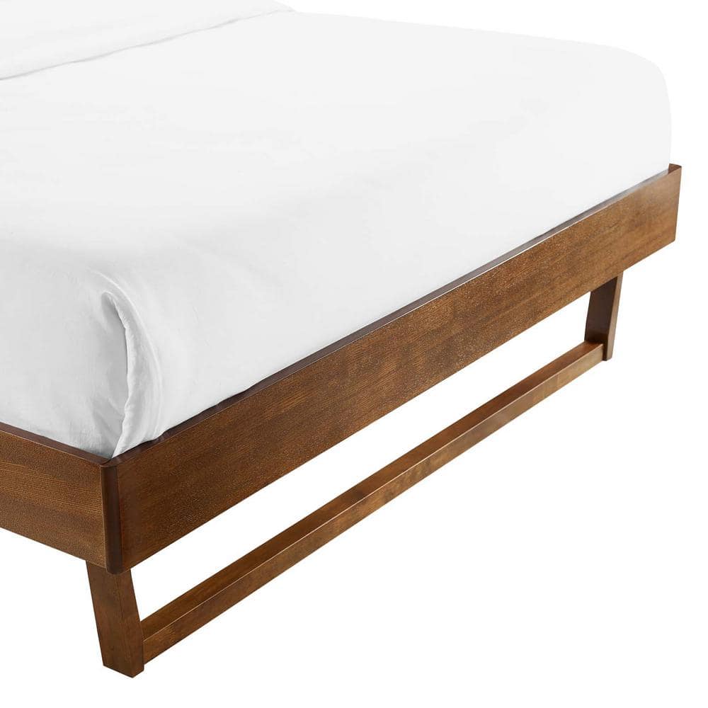 Mid-Century Modern King Platform Bed Frame in Walnut with Interchangeable Headboards