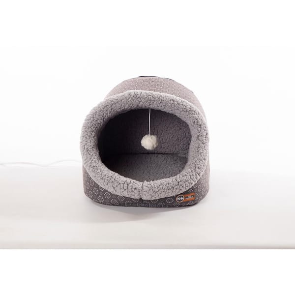 K and H Pet Products Thermo-Pet Cave Small Gray Ultra-Fleece/Polyester Geo Flower Bed